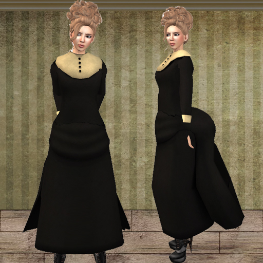 Mesh Bustle Gown (Black)