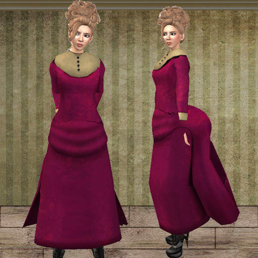 Mesh Bustle Gown (Pink)