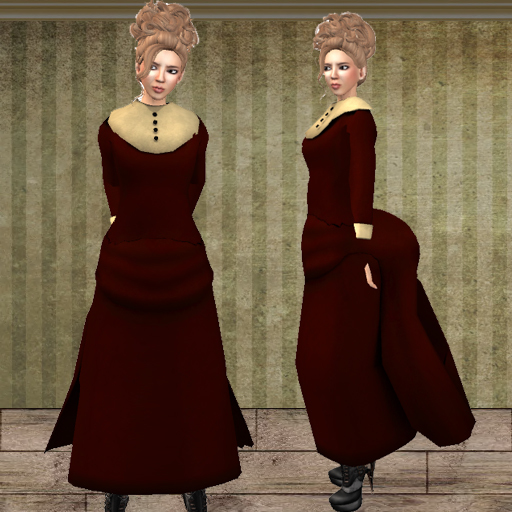 Mesh Bustle Gown (Red)