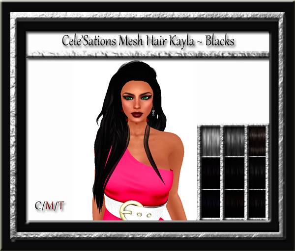 Cele'Sations Mesh Hair Kayla ~ Black & Whites Pk