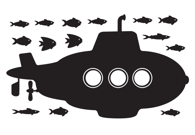 {Q-Essentials} Fishy Submarine Wall Decal