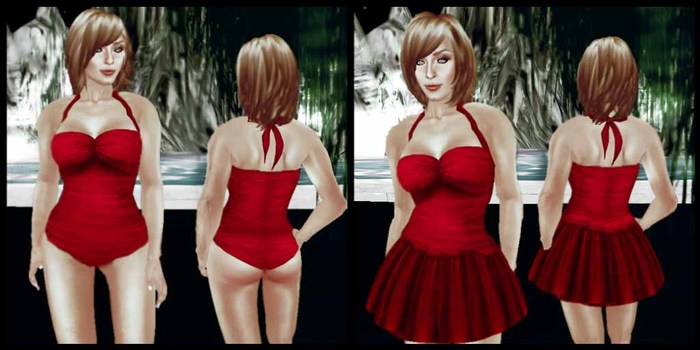 *VLC* Red Splash - Red Bathing Suit/Mini dress