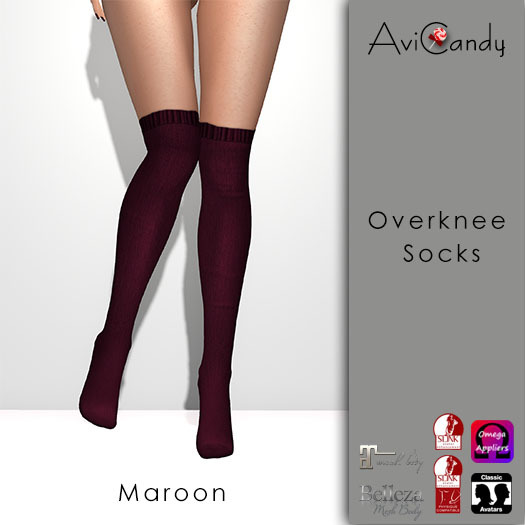 AVICANDY Overknee Socks - Maroon