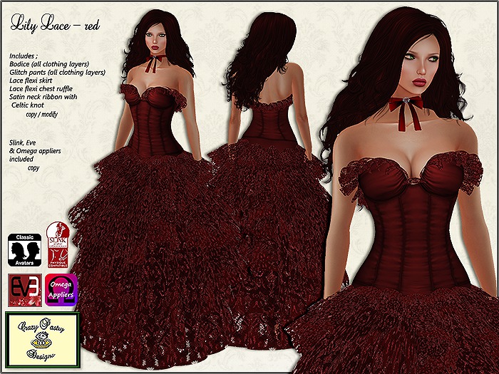  Crazy Pastry Designs Lily Lace - red with appliers