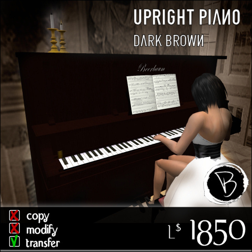 (Beerbaum) Upright Piano - Dark Brown