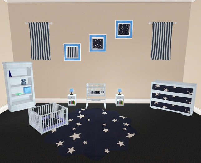 Little Moon~Drk Blue Star Bedroom Set