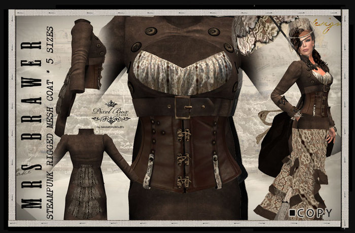 PIXEL BOX - Steampunk Tail Coat Mrs Brawer (b)