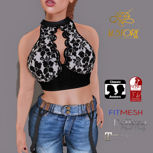 {M.S}Top Single Front Amy Black