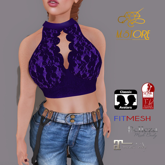 {M.S}Top Single Front Amy Lace Blue