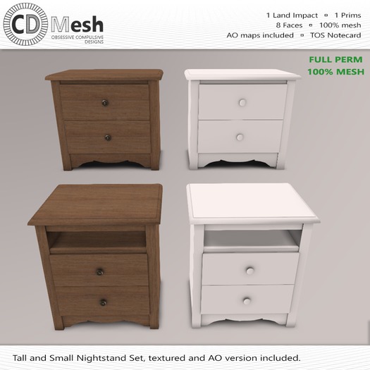 Mission Style Nightstand Set [Full Perm | Mesh]