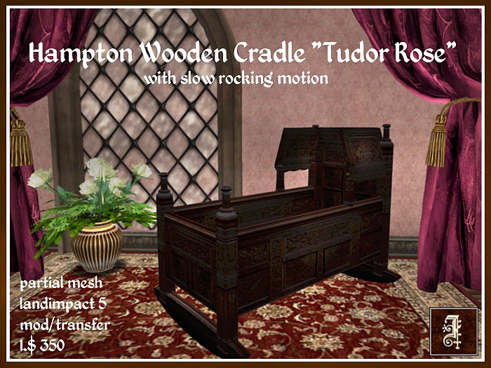 *IOLAIR* Hampton Wooden Cradle "Tudor Rose" Box