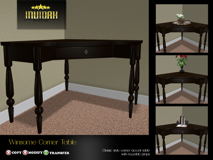 Invidah* Winsome Corner Table (brown)