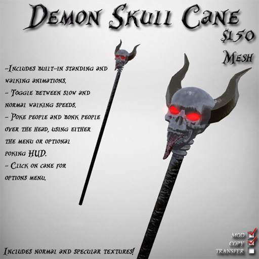 Demon Skull Cane