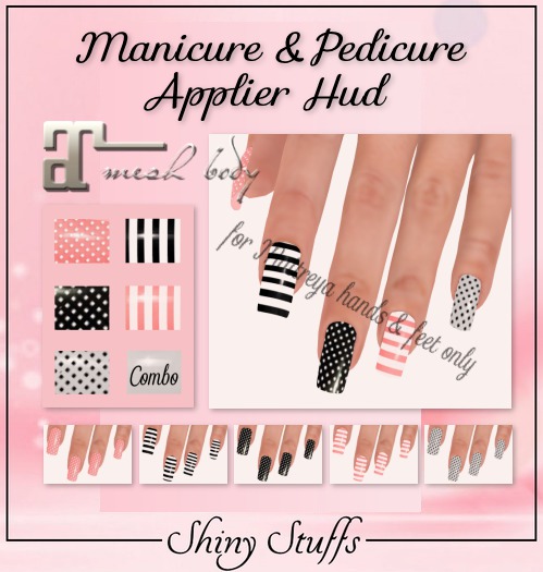 ~Shiny Stuffs~ Dots N Stripes Nail Hud for Maitreya Only