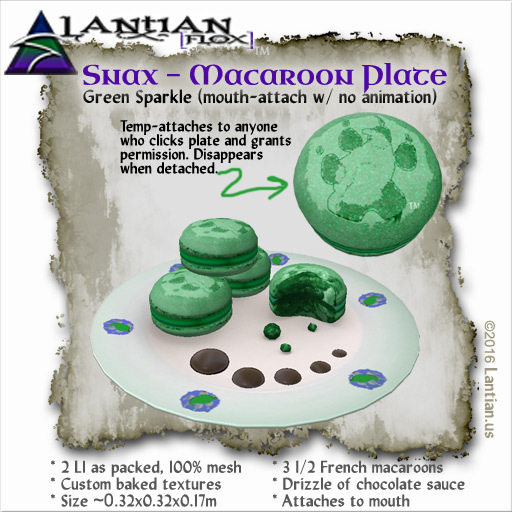 ~L/Fx~Macaroon Plate w/Drizzle (MOUTH-attach) - Green Sparkle