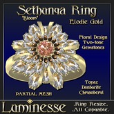 * * OUTLET PRICE * * SETHUNYA "Bloom" Elodie Ring - Yellow Topaz White Danburite Orange Chrysoberyl Gold