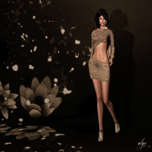 *GLITTER* LAURA MESH DRESS TOASTED