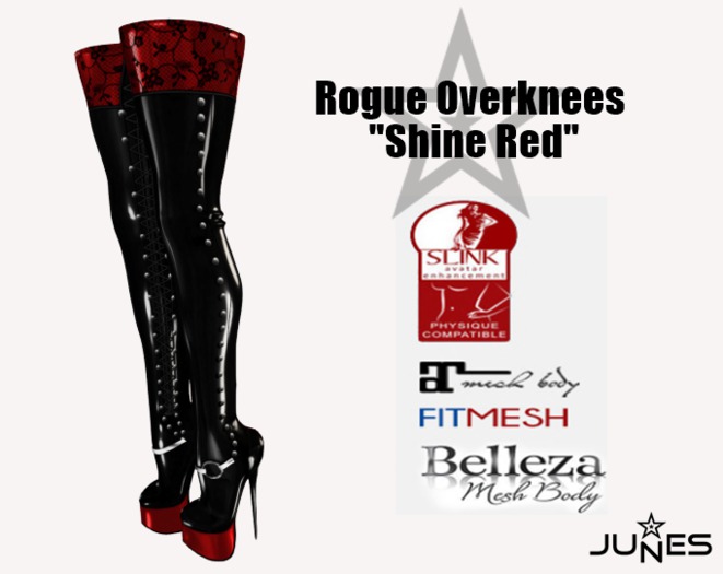 JUNES Rogue Overknees "Shine Red"