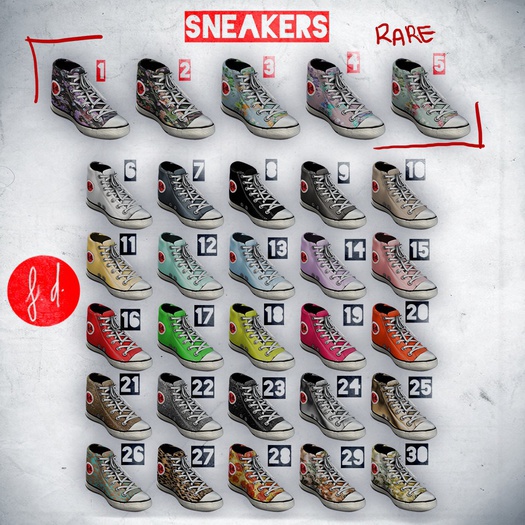 (fd) Sneakers - 2 Floral Black A RARE