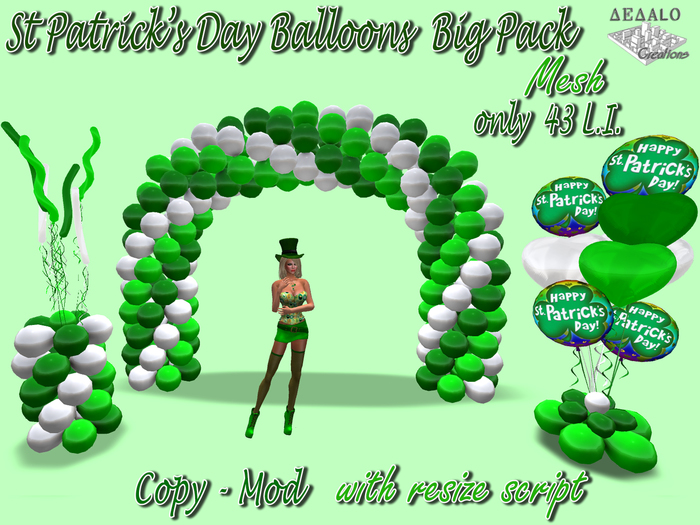 St Patrick's Day Balloons Big Pack - Mesh * Happy St Patrick's Day Promo Price *