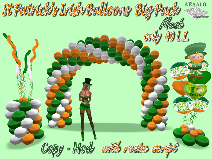 St Patrick's Irish Balloons Big Pack - Mesh * Happy St Patrick's Day Promo Price *