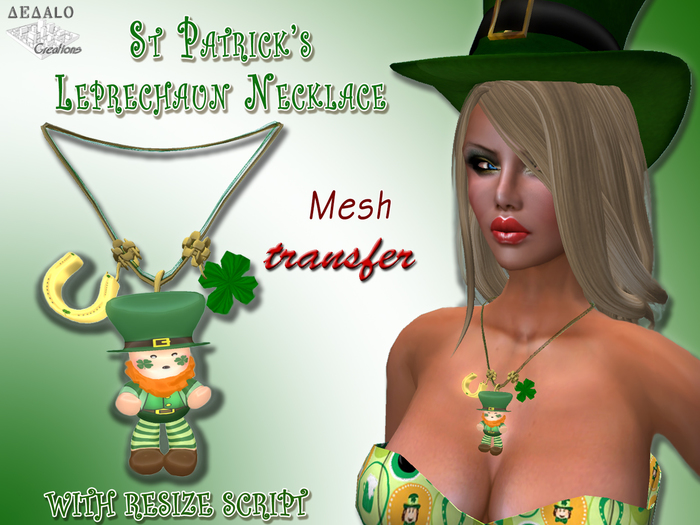 St Patrick's Leprechaun Necklace - Mesh - transfer  * SPECIAL PRICE St Patrick's Day Promo *