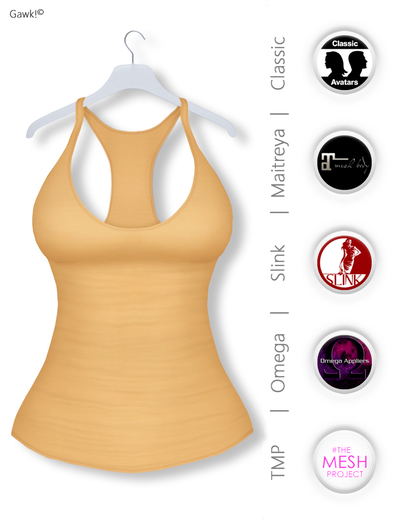 GAWK! Pastel Orange Basic Tank Top | BoM & Appliers for Maitreya, Slink Physique, TMP & Omega System