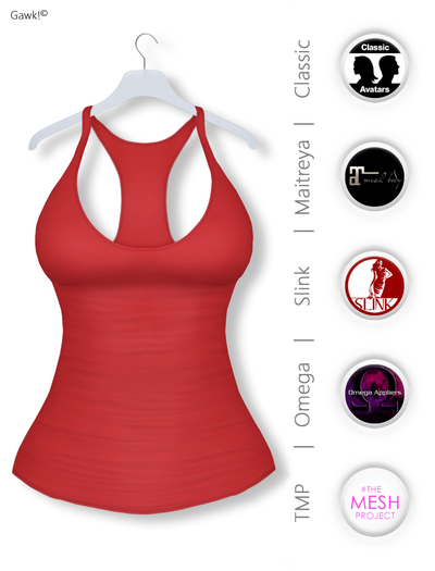 Gawk! Red Basic Tank Top incl. Appliers for #TheMeshProject, Maitreya Lara, Slink Physique & Omega System