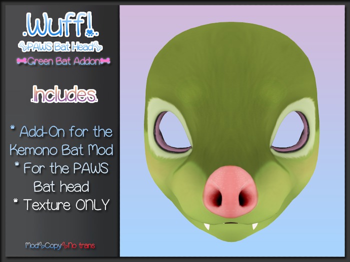 WUFF! - PAWS Bat Head texture - Black