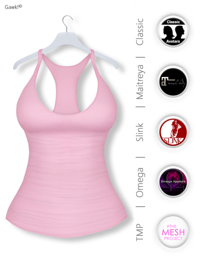 GAWK! Pastel Pink Basic Tank Top | BoM & Appliers for Maitreya, Slink Physique, TMP & Omega System