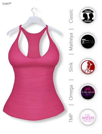 Gawk! Pink Basic Tank Top incl. Appliers for #TheMeshProject, Maitreya Lara, Slink Physique & Omega System