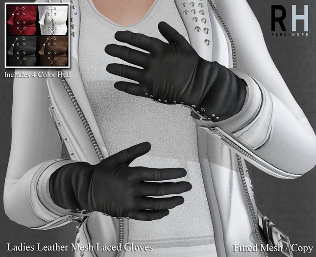 !Rebel Hope - Leather  Mesh Laced Gloves  DEMO