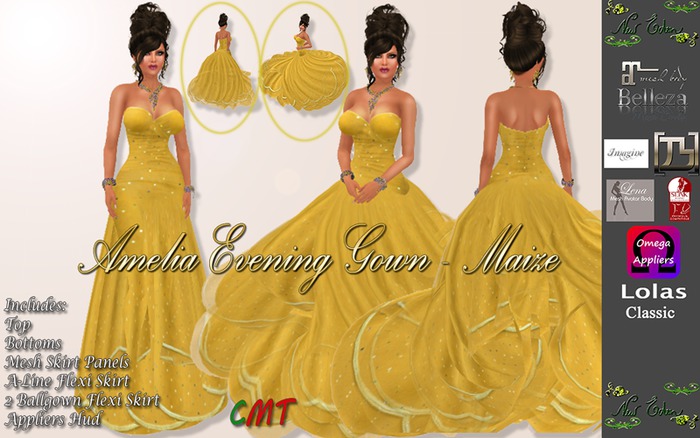 NEFA 105 Amelia Evening Gown 2 in 1 - Maize BXD.