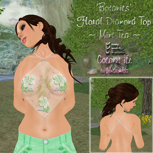 'Botanics' Floral Diamond Top ~ Mint Tea (boxed)