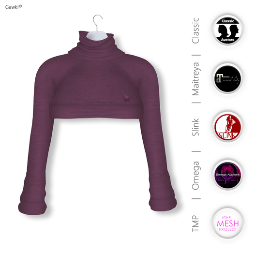 GAWK! Plum Cozy Mini Sweatshirt | BoM & Appliers for Maitreya, Slink Physique, TMP & Omega System