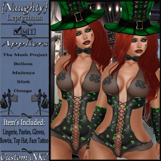 sexy leprechaun lingerie Hot And Sexy Bustier Lingerie Green And Black Satin Medium St Patrick’s Day main image 0