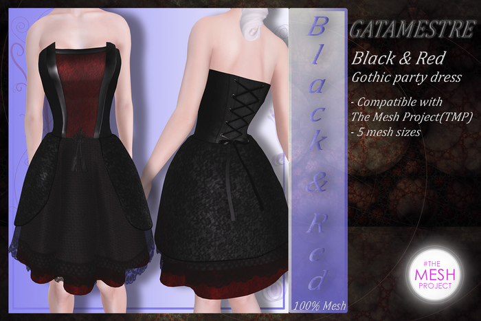 ::GATAMESTRE:: Mesh Black and Red Gothic Party Dress