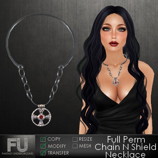 FU Full Perm Chain N Shield Necklace