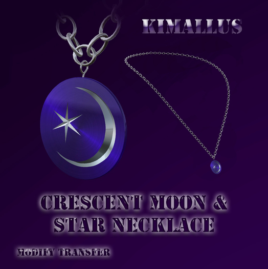 *KJ* Crescent Moon & Star necklace blue