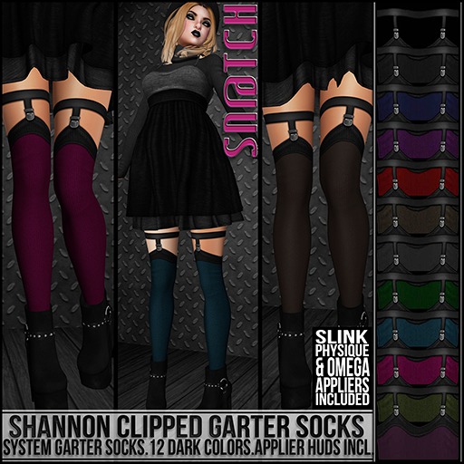 :::Sn@tch Shannon Garter Socks (DARK-All Colors):::