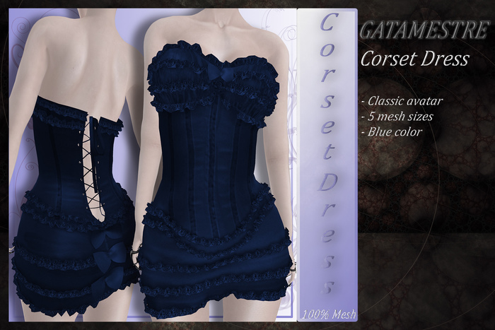 ::GATAMESTRE:: Mesh Corset Dress/Blue