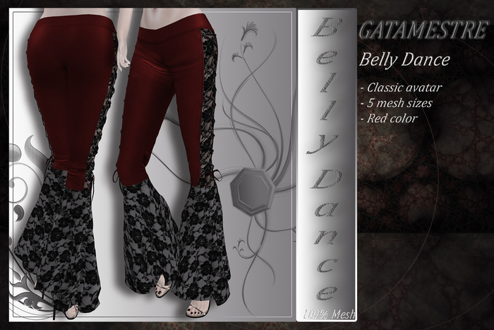 ::GATAMESTRE:: Mesh Belly Dance Pants/Red