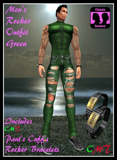 (LL) Mens Rocker Outfit Green