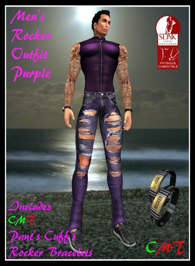 (LL) Mens Rocker Outfit Purple (SLINK)