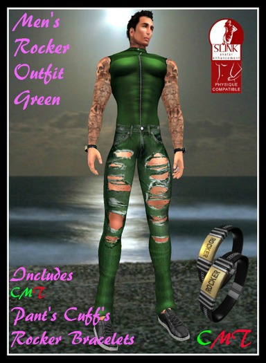 (LL) Mens Rocker Outfit Green (SLINK)