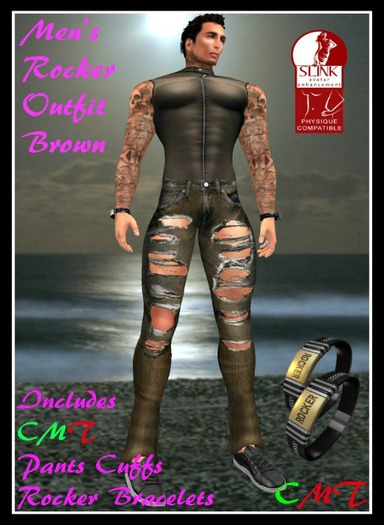 (LL) Mens Rocker Outfit Brown (SLINK)