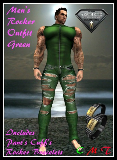 (LL) Mens Rocker Outfit Green (AESTHETIC)