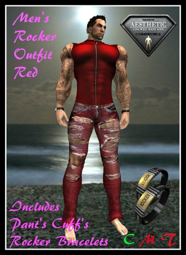 (LL) Mens Rocker Outfit Red (AESTHETIC)
