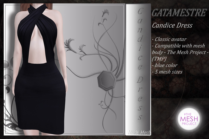 ::GATAMESTRE:: Mesh - Candice Dress - Dark Blue