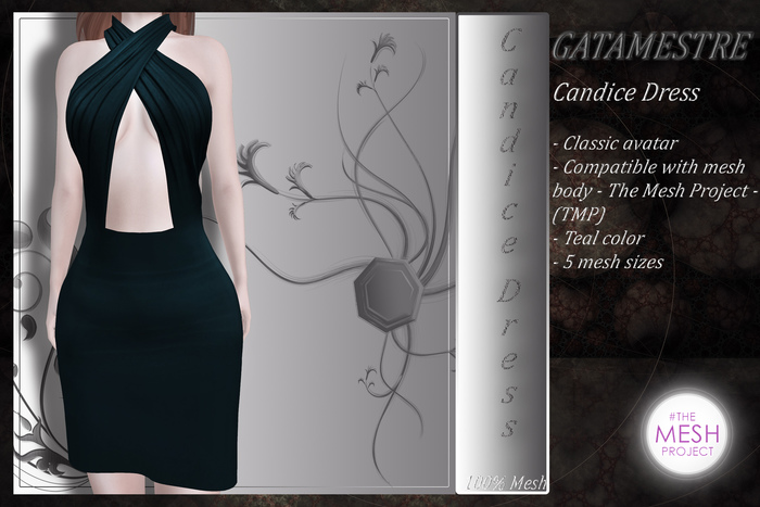 ::GATAMESTRE:: Mesh - Candice Dress - Teal